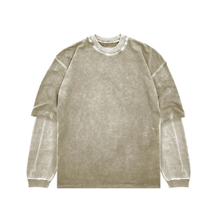 Acid Wash Sun Faded Distressed Plus Size Sudaderas con capucha para hombre Drop Shoulder Plain Rhinestone Hoodies para hombres Winters - Product Image 4