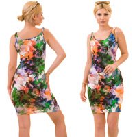 Robe mini sans manches ajustée pour femme, imprimé floral, décontractée, pour femme mature, impression numérique, en coton Lyra, fabriquée en Turquie