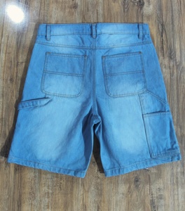 Y2K Vintage hommes foncé Denim Shorts Baggy Streetwear droit bleu jean étoile imprimé bouton poche Hip Hop Style pour l'été - Product Image 6