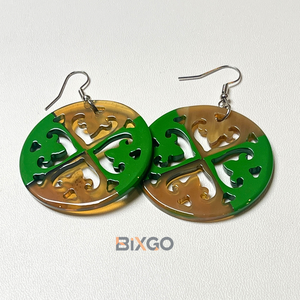 Pendientes de Plata Lacada Hechos a Mano en Vietnam, con Grabado Floral Verde, Estilo Vintage, para Bodas, Personalizados, al por Mayor, Accesorio de Moda - Product Image 1