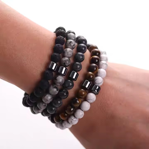Magnetic Hematite for <b>Bracelet</b> for Smoking Cessation Stretch Natural Stone Lava Beaded <b>Bracelets</b> <b>Tiger</b> <b>Eye</b> Onyx Howlite Gift - Product Image 5