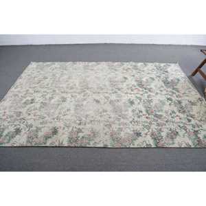 Tapis vintage, grand tapis turc de 6,1 x 8,9 pieds, tapis persan en laine blanche - Product Image 4