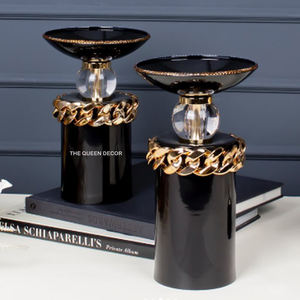 Tazón Decorativo de Diseño Moderno con Base de Madera y Parte Superior de Aluminio Pulido, Escultura Humana, Ollas Modernas de Madera - Product Image 3