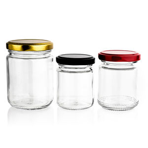 Bocaux en verre transparent à parois droites de 12 oz, 16,6 oz et 24 oz avec bouchons à vis en métal doré et revêtement <span class=keywords><strong>plastisol</strong></span> pour sauces et condiments. - Product Image 3