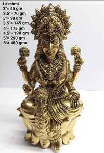 Statue de Lakshmi miniature en laiton Finition traditionnelle Artisanat en métal - Product Image 2