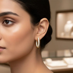 Pendientes de Aro de Oro con Diamantes de Imitación para Mujer - Product Image 5