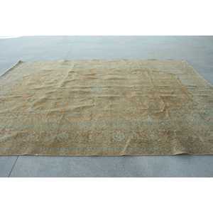 10.2x13.6 ft Vintage Oversize Rug, <b>Brown</b> Blue Turkish Animal Print <b>Wool</b> Rug - Product Image 2