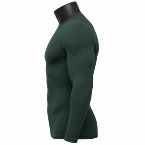 Men’s Dark Green Compression Shirt <b>Long</b> <b>Sleeve</b> Gym Fitness Tight <b>Base</b> <b>Layer</b> Activewear OEM Wholesale - Product Image 4