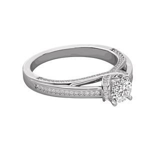 Anillo de Bodas Solitario con Cruz de Diamantes Redondos - Product Image 2