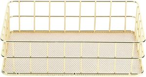 Panier en treillis métallique, panier de rangement en métal doré à grille en fer, panier de rangement en filet pour la maison, la papeterie cosmétique - Product Image 3
