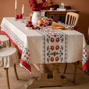 New Year's <b>Table</b> <b>Linen</b> | Embroidered <b>Christmas</b> Tablecloths Multi Size Cotton Blend Decorative Cloth for Holiday <b>Table</b> Setting - Product Image 1