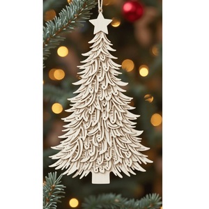 Ornement suspendu de Noël en bois élégant avec finition sans paillettes parfait pour une décoration de fête écologique - Product Image 2