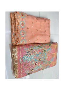 <span class=keywords><strong>Material</strong></span> de vestido de novia con patrón de tejido de trabajo de cuatro secuencias bordado de tela neta de alta demanda 100% de proveedor indio