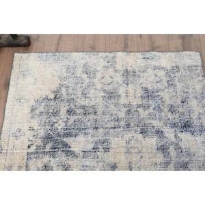 Alfombra Turca, Pequeña, 3.6x3.8 pies, Alfombra Vintage, Alfombra de Lana a Cuadros Blancos - Product Image 4