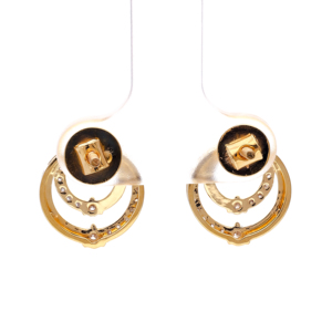Boucles d'oreilles clous de luxe en or avec double cercle entrelacé et diamants pour femme, bijoux de mariage - Product Image 6