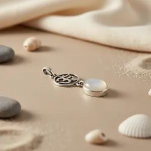 "Handmade Rose Gold Rhodium-Plated 925 Silver Om Moonstone Charm Pendant for Women-<b>Spiritual</b> Jewelry" - Product Image 3