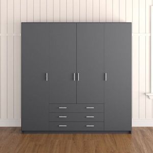 Factory Supply High Quality Black <strong>Dark</strong> Grey Style <strong>Wooden</strong> <strong>Wardrobe</strong> Bedroom Furniture <strong>Wooden</strong> Room <strong>Wardrobe</strong> - Product Image 2