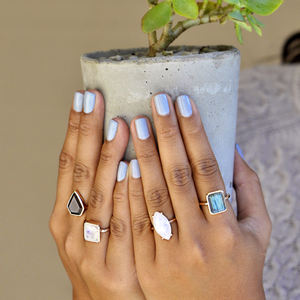 15x12mm Emerald Cut Rainbow Moonstone Rings 925 Sterling Silver Collet Set Handmade Jewelry Indian Wholesale Suppliers - Product Image 5