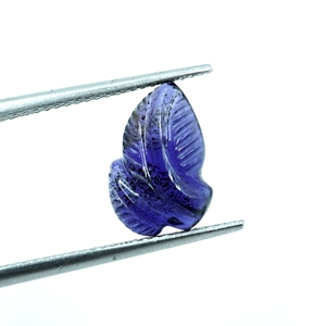 Sculpture en forme de feuille d'iolite naturelle pour la fabrication de bijoux - Product Image 4