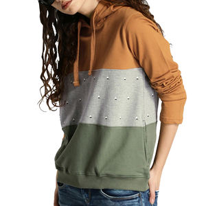 Sweat à capuche personnalisé pour femme 100 % coton, élégant, tricoté, brodé, imprimé, respirant, écologique, à épaules tombantes - Product Image 4
