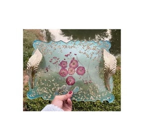 Bandeja de resina transparente con copos de plata incrustados, ideal para interiores modernos, mesa de centro, decoración de comedor - Product Image 2