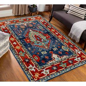 Alfombra Turca con Medallón Rojo: Alfombra de Estilo Étnico Antiguo, Alfombra Estampada, Alfombra Suave con Pelo Largo - Product Image 2