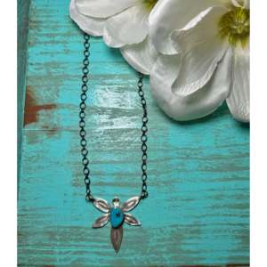 Collier en turquoise égyptienne et argent sterling, fabrication Navajo, objet culturel de collection - Product Image 1
