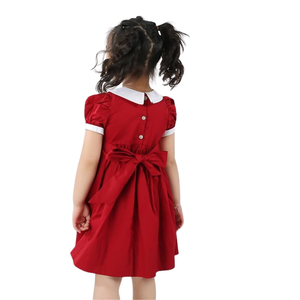 Producto caliente al por mayor vestidos de alta calidad bebé niña buena calidad Príncipe vestido niños Smocked nueva moda ODM OEM manga corta Casual - Product Image 4