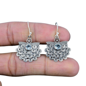 Boho Style classique boucles d'oreilles bijoux pour femmes bijoux en argent 925 argent Sterling bleu topaze pierres précieuses boucles d'oreilles faites à la main cadeau - Product Image 1