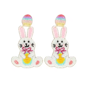 Conejo Zanahoria HOP Carta Pendientes Chapado en oro Diseño de cuentas con circón para regalo de Pascua Joyería DE BODA DE LA India - Product Image 2