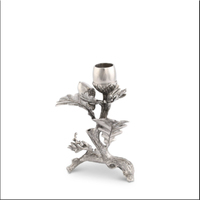 Porte-bougie vintage en argent, motif feuille de chêne, fait main, design gland en métal, support décoratif pour bougies coniques, pour table de maison, cadeau de Noël ou de mariage