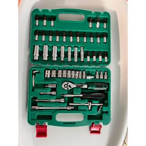 53 pièces 1/4 pouces lecteur CRV clé à cliquet à douille profonde finition chromée pour la réparation de bricolage, y compris les caractéristiques hexagonales Torx carrées OEM - Product Image 1