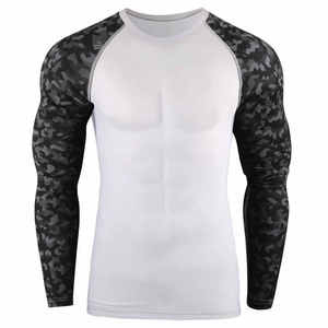 Customized Men's Rash Guard Long Sleeve Polyester/Nylon Material Digital <b>Print</b> Your Own Design Custom Logo for Gym Fitness Wear - Product Image 1
