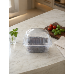 Pot en plastique transparent Hevdem de 500 ml avec couvercle en dôme, étanche, pour l'emballage de plats à emporter - Product Image 3
