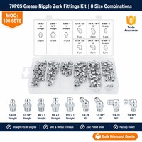 Kit d'assortiment de 70 embouts de graissage Zerk, filetages métriques SAE pour la lubrification des machines