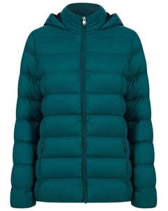 เสื้อแจ็คเก็ตพัฟเฟอร์มีฮู้ดสีเขียวอมฟ้าแบบกำหนดเองสำหรับผู้หญิง ฤดูหนาว บุผ้าโพลีเอสเตอร์อุ่นสบาย สวมใส่สบายๆ สำหรับกิจกรรมกลางแจ้ง ผู้ผลิตแบบ OEM ตามสั่ง - Product Image 1