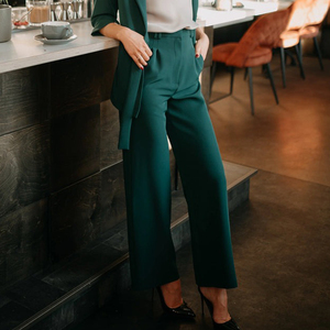 Pantalones Deportivos Elegantes para Mujer, Cintura Alta, Pierna Ancha, Corte Ajustado, Plegables, Transpirables, Elásticos, Diseño Liso - Product Image 2