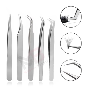 Ensemble de 5 pinces à cils, pinces droites pointues, pinces en acier inoxydable, ensemble de pinces pour extensions de cils, vente en gros - Product Image 5