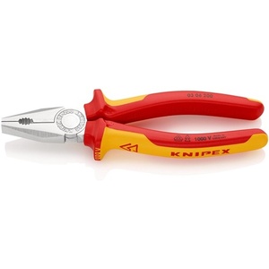 Pince combinée KNIPEX 200 mm certifiée VDE, poignées multi-composants chromées pour la pêche - Product Image 1