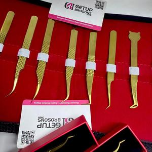 ชุดเครื่องมือต่อขนตา GETUP BROSONS IMPEX สแตนเลสสตีล พร้อมปลอกกำมะหยี่สีแดง  บรรจุภัณฑ์ชุดอุปกรณ์ความแม่นยำสูง - Product Image 2