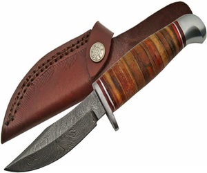 En gros Personnalisé Premium Qualité OEM ODM Service À La Main En Acier Lame Fixe Chasse Camping Couteau En Cuir Gaine Belle - Product Image 1