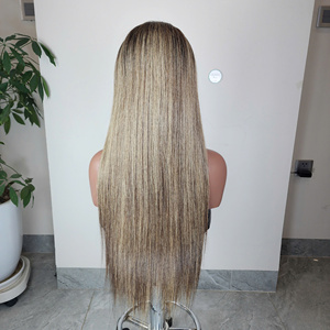 El más vendido, venta al por mayor, peluca larga de cabello humano virgen vietnamita, resalte la cutícula alineada, peluca Frontal de cabello sin procesar transparente - Product Image 4