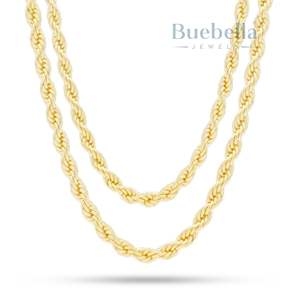 Venta caliente 925 Plata 14K Chapado en oro 5mm Cuerda Cadena Gargantilla Conjunto Collar para hombres - Product Image 1