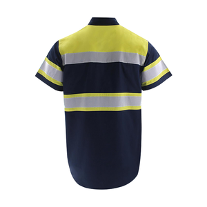 Vente en gros de polos personnalisés Vêtements de sécurité à manches courtes Col contrasté Bandes réfléchissantes haute visibilité Patchwork T-shirts pour hommes - Product Image 2