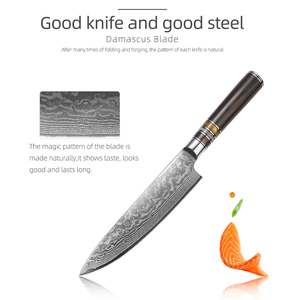 Cuchillo de Chef de acero damasco de alto carbono profesional japonés de fábrica de cubiertos OEM ODM personalizado al por mayor con mango de madera Pakka - Product Image 3