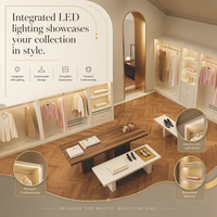 Ensemble de présentation de boutique blanc ivoire, table basse, armoire à étagères ouvertes, mobilier de luxe pour magasin de vêtements, marque de mode