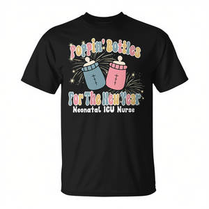 Camiseta Poppin Bottles For The New Year para enfermera del servicio de cuidados intensivos neonatales - Product Image 2