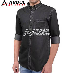 เสื้อเชิ้ตยีนส์ผู้ชายสีพื้นเรียบง่าย สไตล์ลำลอง สตรีทแวร์ แฟชั่นใหม่ ปี 2026 สวมใส่สบาย - Product Image 3