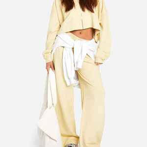 Hot Selling Winter <b>Women</b> Wide Leg Trouser Polyester/Cotton <b>Fleece</b> Breathable Solid Casual Wear Anti-Wrinkle Custom Logo Printing - Product Image 5