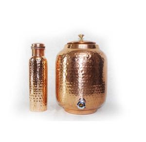 Handcrafted copper water dispenser with smooth polished surface suitable for <b>both</b> indoor and use with natural health benefits - Product Image 4